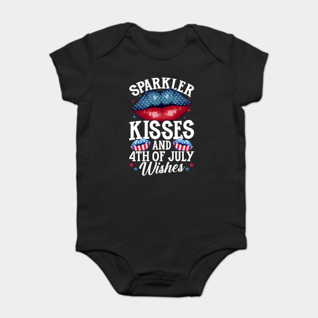 Sparkler Kisses and 4th of July Wishes for Independence Day Baby Bodysuit by creative